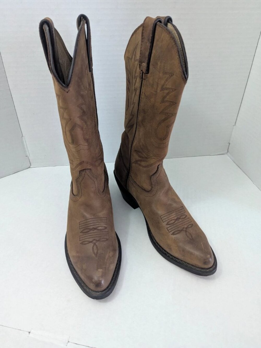 Durango Western Brown Leather Boots Women's Scalloped Embroidered Size 7M US